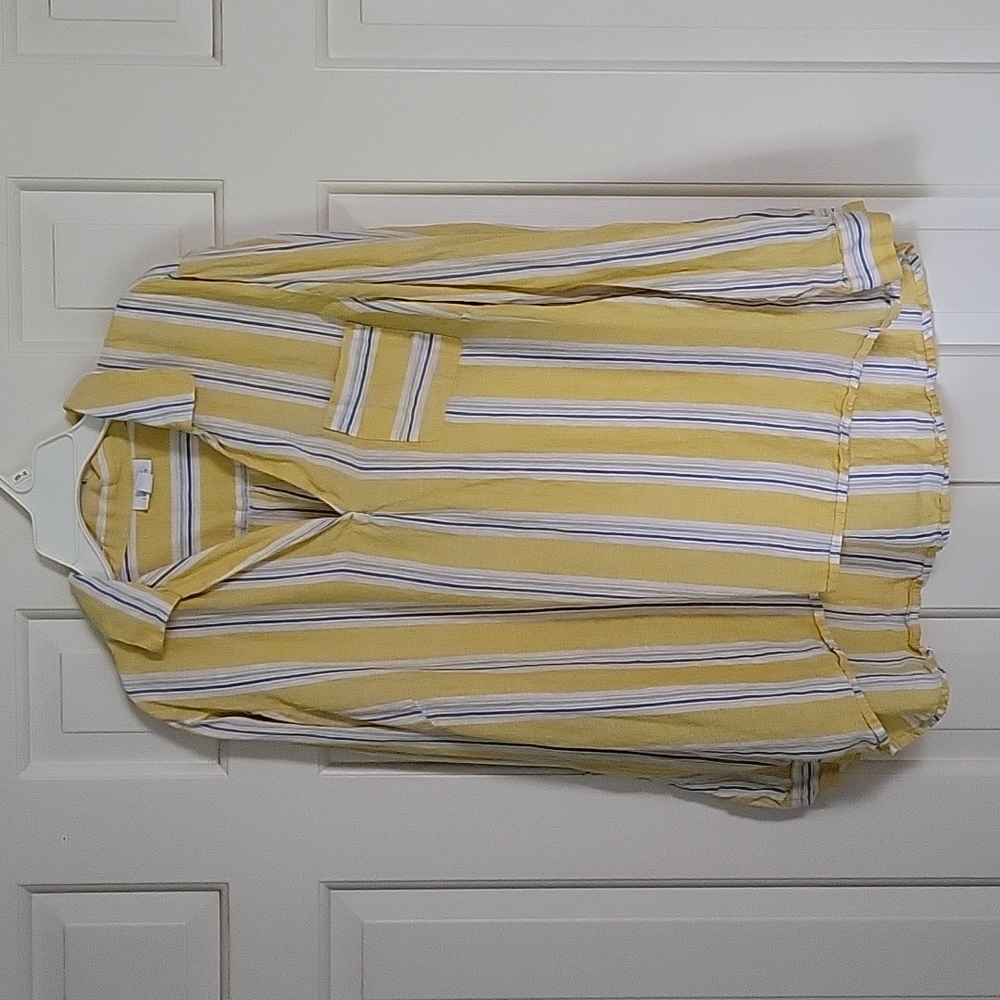 J. Jill women's roll tab v neck long sleeve  linen top sz LP
